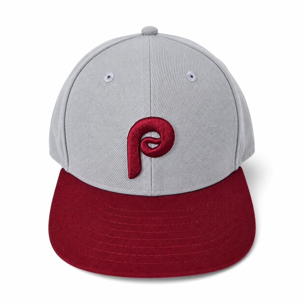 New Era Philadelphia Phillies 59FIFTY Fitted Hat 7 5/8 White Red Vtg Logo
